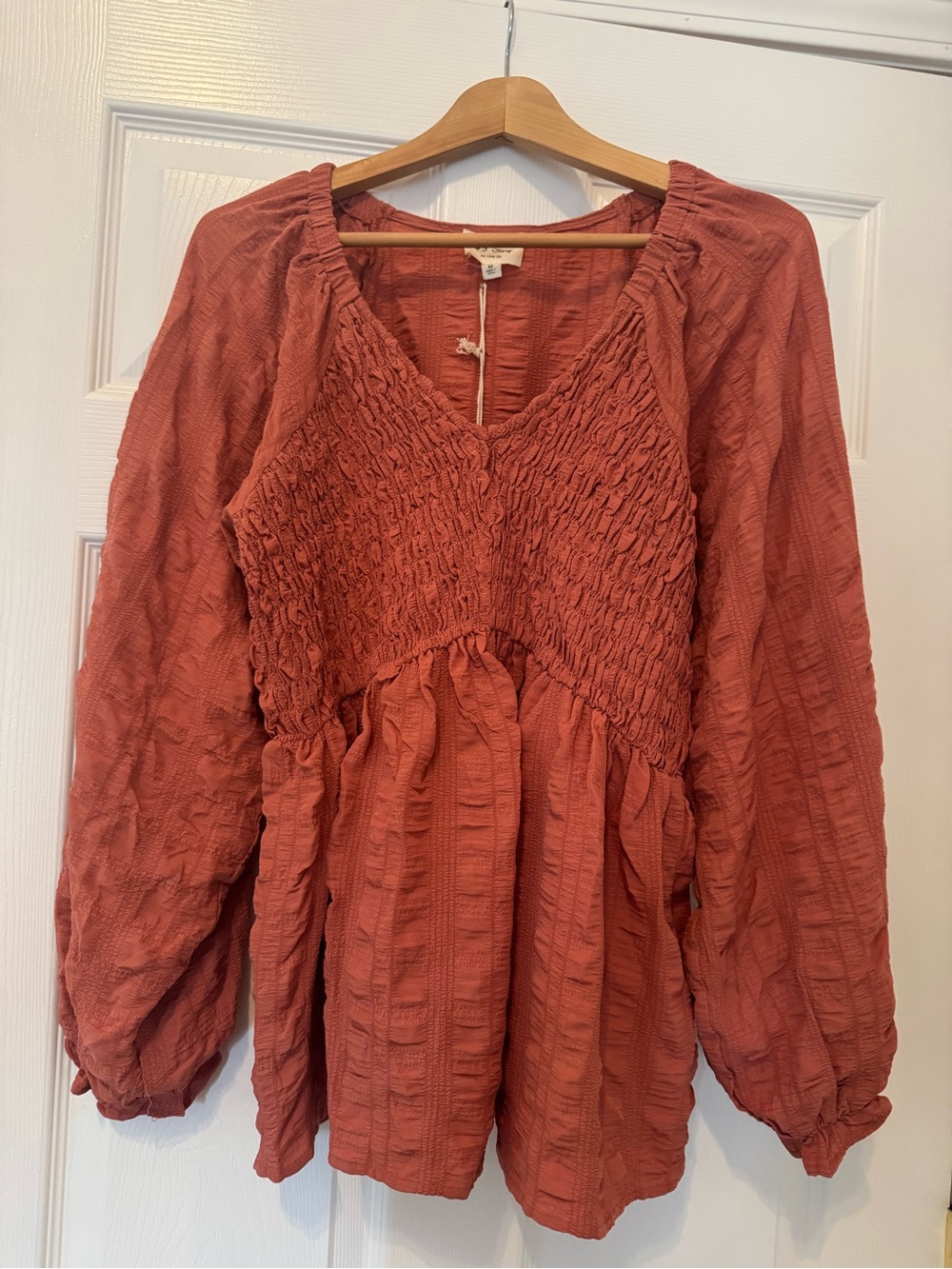 1.4.3. Story by Line Up Cinnamon Smocked Peasant Top
